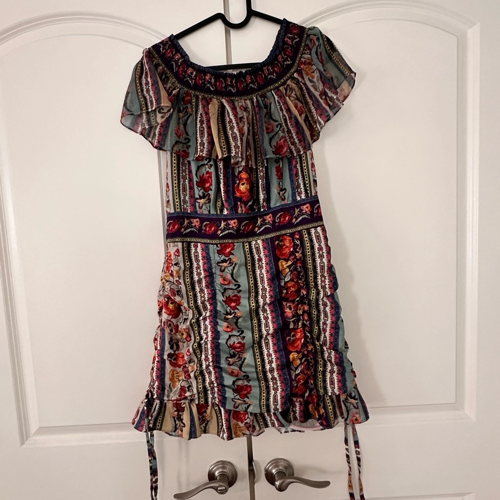 Floral Striped Ruffle Dress